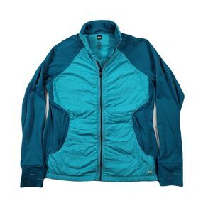 REI Hybrid Puffer Jacket Womens Medium Turquoise Green Full‎ Zip Media Stretch